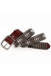 Heqianqian Ceinture Ceinture en Cuir à Clous Ceinture Punk Ceinture en Cuir véritable pour Cadeaux pour Hommes Femmes Color 