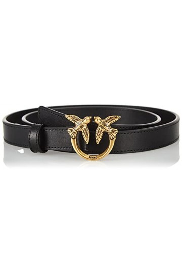 Pinko Love Berry Simply H2 Belt Vis Ceinture, Z99q_Noir-Antique Gold, M Femme