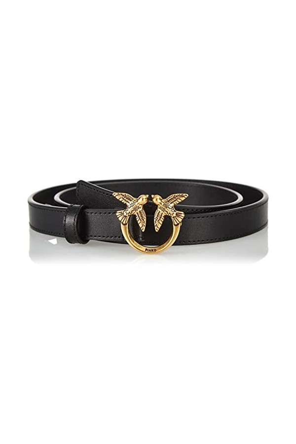 Pinko Love Berry Simply H2 Belt Vis Ceinture, Z99q_Noir-Antique Gold, M Femme