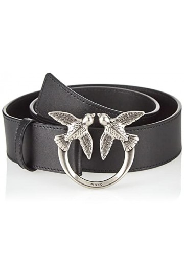 Pinko Love Berry Simply H4 Belt Vis Ceinture, Z99o_Noir-Old Silver, M Femme