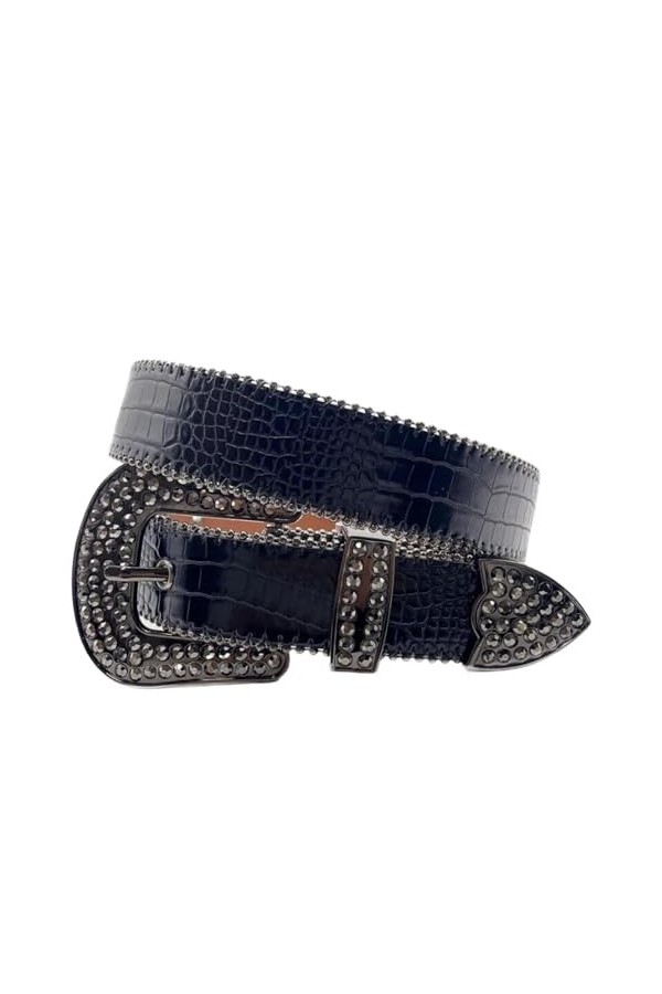 FixizY Ceintures Occidentales en Strass pour Adultes, Boucle en Cristal, Sangle Scintillante, Ceinture Cloutée en Diamant pou