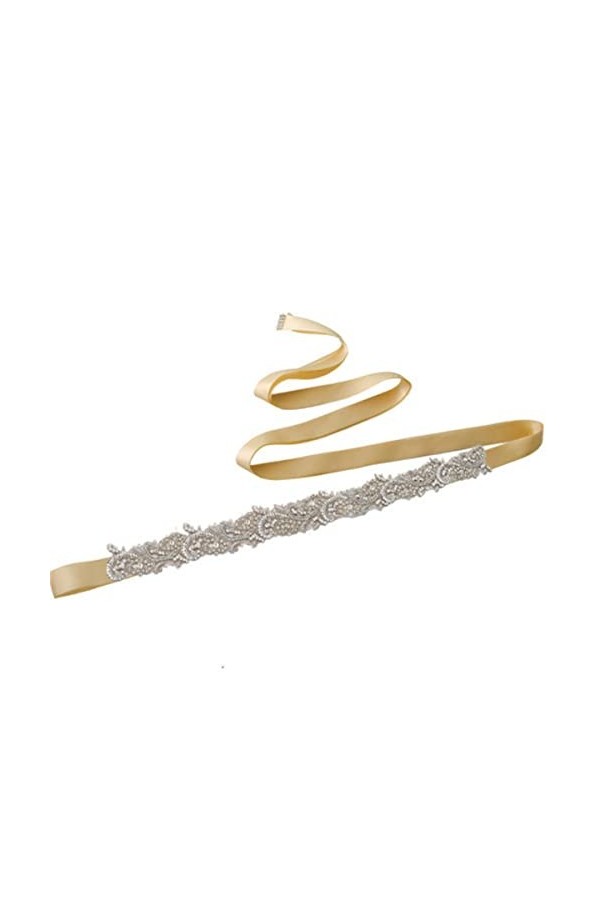 BradOc Ceinture de mariée en strass, accessoires de robe de mariée en dentelle indienne, gris, 275 cm bleu 275 cm 