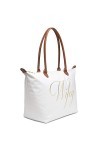 Cadeau de fête de mariée – Sac fourre-tout pour mariée – Grand sac à bandoulière blanc pour mariage et lune de miel – Cadeau 