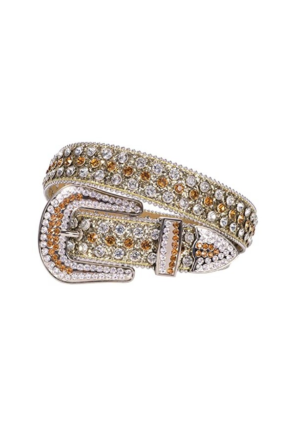 DBFBDTU Sangle de ceinture punk avec strass et strass pour femme, ceinture de cowgirl et cowboy, Orange, 42 30-32inch 