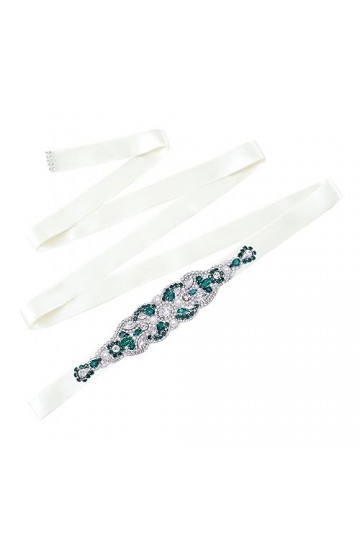 Pulcykp Ceinture décorative de mariée pour femme - Accessoire de robe de soirée avec strass, Ruban blanc., taille unique