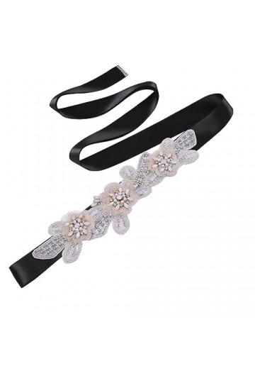 Pulcykp Ceinture en dentelle pour robe de mariée avec strass, Ruban violet., taille unique