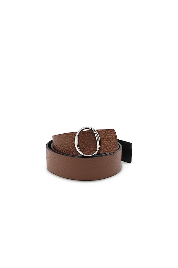 Orciani Ceinture Soft Double en cuir caroube D10095SOFT CARRUBA NOIR, marron, 95