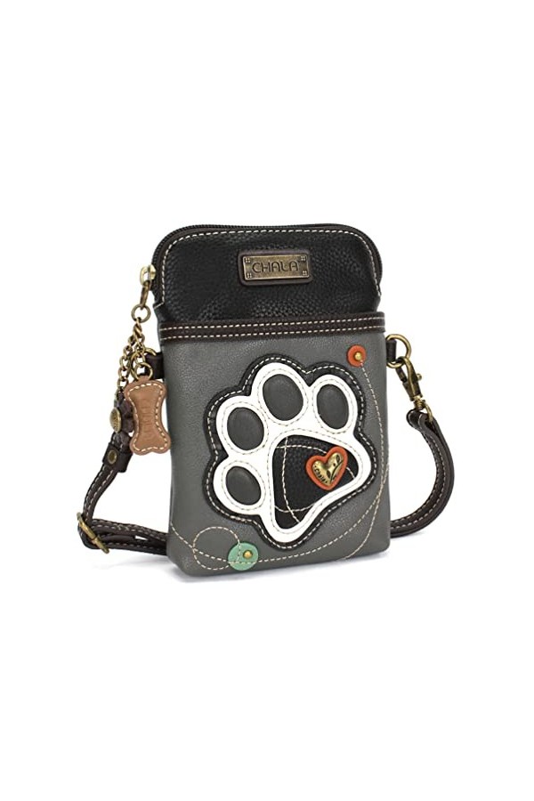 Chala Sac à bandoulière pour téléphone portable - Sac à main en toile multicolore avec sangle réglable, B&w Empreinte de patt