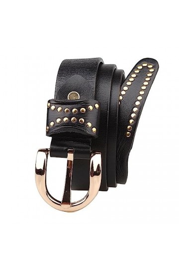 EKLART Ceinture en cuir véritable for femme Ceinture en peau de vache tendance for femme Size : 42in/105cm, Color : Black 