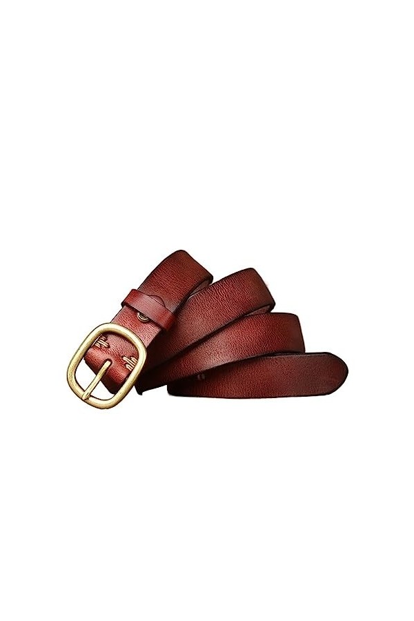 EKLART Ceinture en cuir véritable for femmes, peau de vache, mode qualité, boucle en cuivre, ceintures décontractées Vintage 