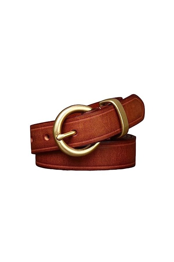 EKLART Ceintures en cuir véritable avec boucle en cuivre for femmes, ceinture de luxe en peau de vache for jeans, ceinture si