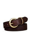 EKLART Ceintures en cuir véritable avec boucle en cuivre for femmes, ceinture de luxe en peau de vache for jeans, ceinture si