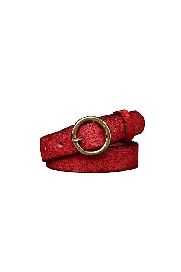 EKLART Ceintures en cuir véritable for femmes | Boucle ronde en cuivre de luxe, ceinture for femmes en peau de vache, ceintur
