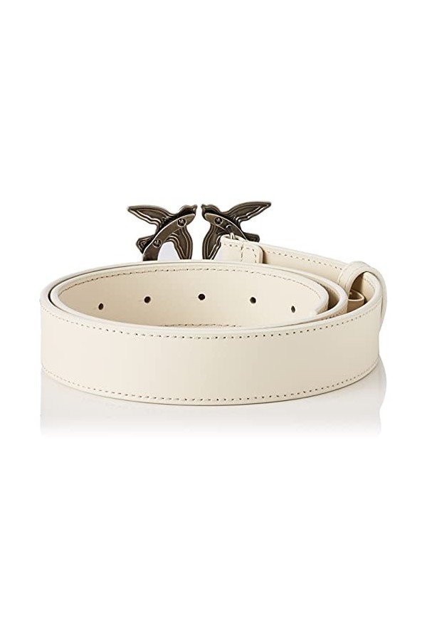 Pinko Love Berry Simply H3 Belt Vis Ceinture, Z14o_Blanc-Old Silver, M Femme