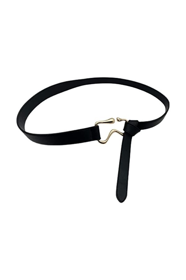 Xwwdp Courrande nouée Noir Simple Association Femme Costume Manteau en métal irrégulier Boucle de style coréen Beltonnette fe