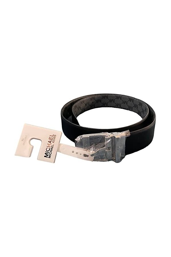 Michael Kors Neuf Original Reversible Femmes Logo Ceinture Boucle argent Size XL Gris/noir