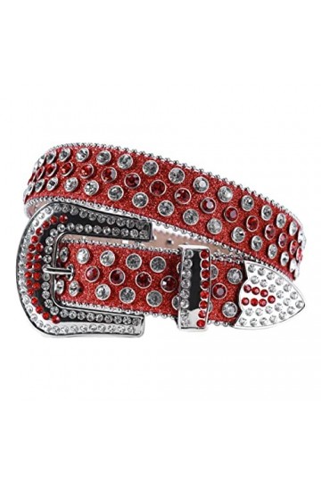 Wvapzxx Ceinture western strass clouté style gothique pour femme, blanc 1, 44 waist33-35inch 