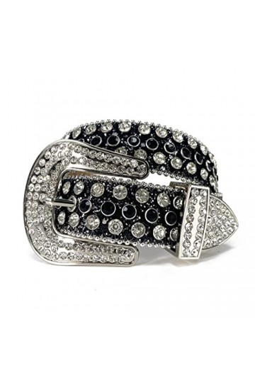 Sanykongy Western Gold Rhinestones Belt Ceintures cloutées de Diamants Ceintures décontractées à Boucle ardillon Black 38 inc