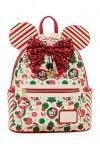 Loungefly Minnie Mouse Sac à main à bandoulière double sangle pour femme Thème Noël, blanc