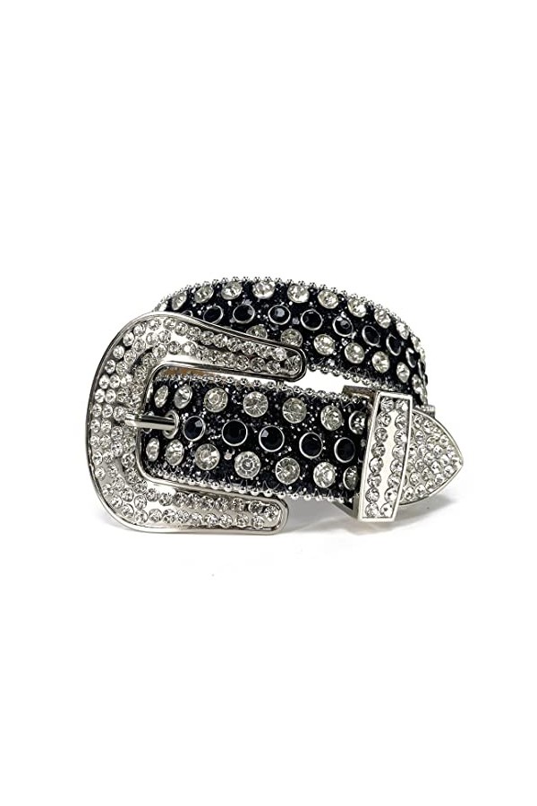 Sanykongy Western Cowgirl Cowboy strass ceinture Bling luxe sangle hommes femmes diamant clouté ceintures Black 38 inch