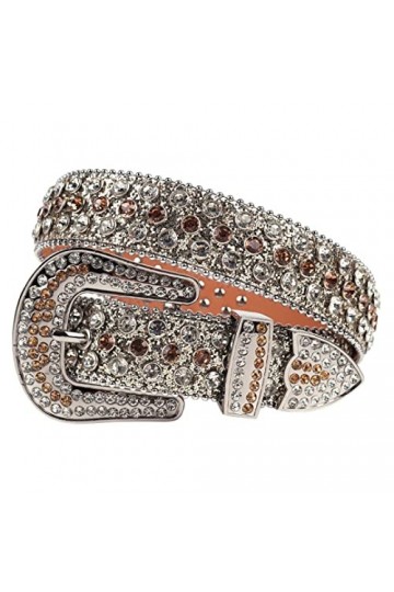 Sanykongy Western Cowgirl Cowboy Strass Ceinture Bling Luxe Sangle Hommes Femmes Diamant clouté Ceintures Gold 38 inch