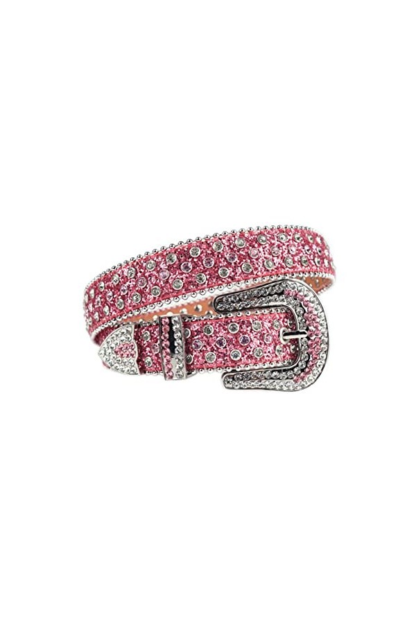 Ceinture de luxe à strass pour enfants - Ceinture de cowboy et cowgirl - Pour jeans Cinto de strass - Bleu - 90 cm