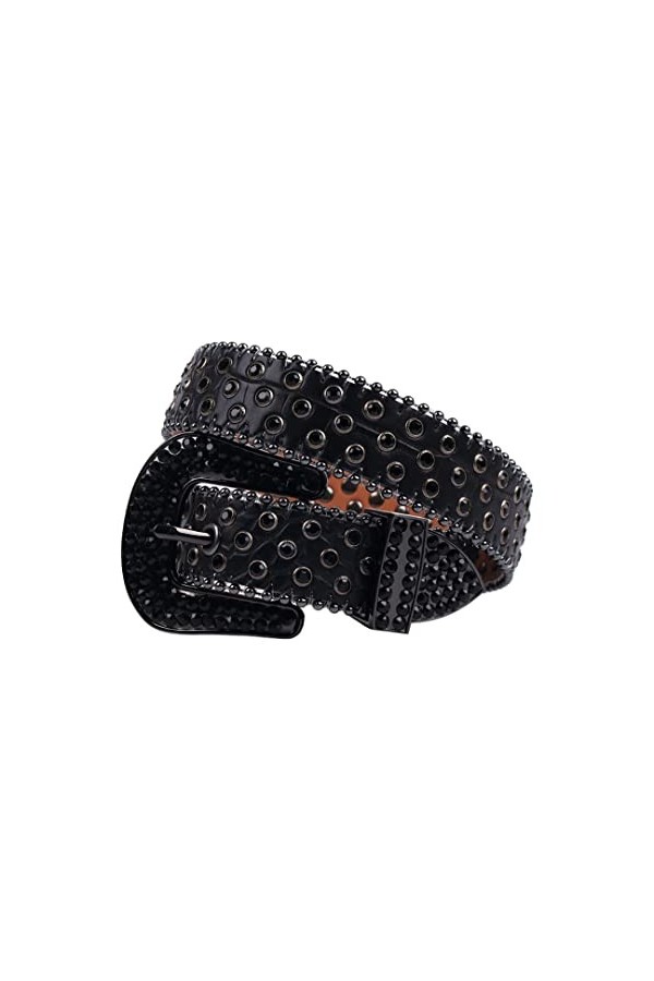 Ceinture de luxe à strass pour enfants - Ceinture de cowboy et cowgirl - Pour jeans Cinto de strass - Bleu - 90 cm
