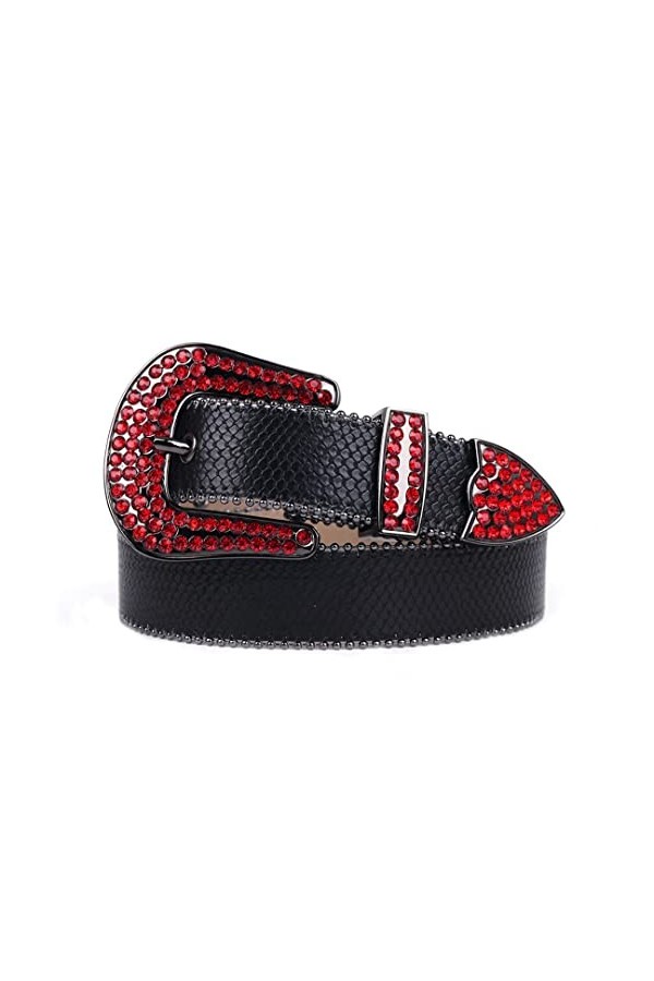 Wvapzxx Ceinture de luxe cloutée de diamant pour femme - Style décontracté - Avec strass - Boucle en cristal, 2, 48 waist37-3