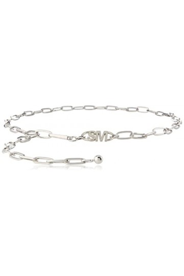 Steve Madden womens Silver Logo Chain Belt, Silver, Small-Medium US