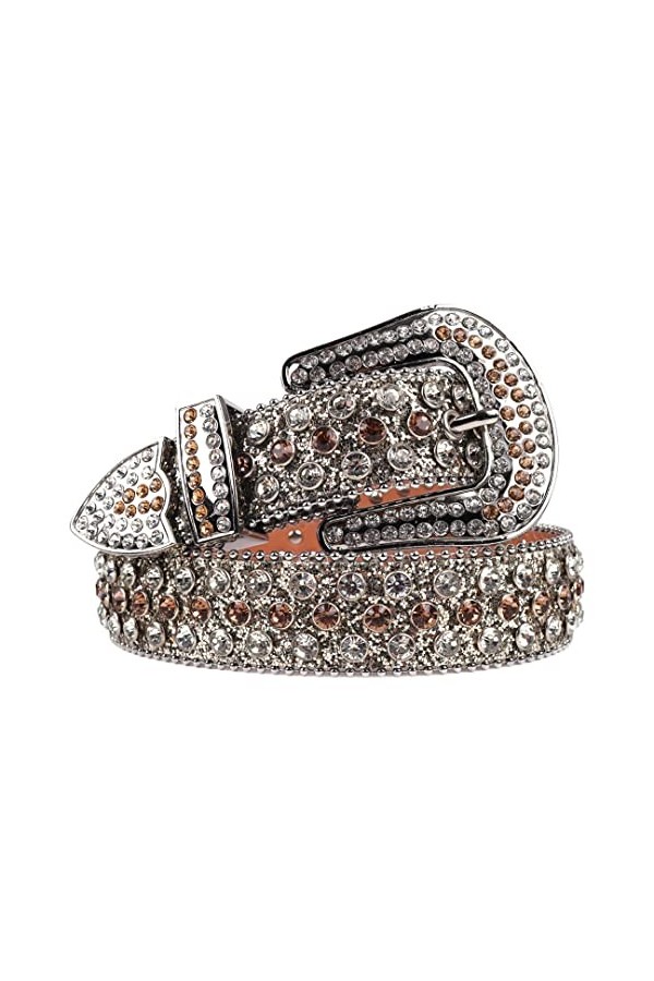 Sanykongy Western Gold Rhinestones Belt Ceintures cloutées de diamants Ceintures décontractées à boucle ardillon Black 48 inc