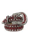 Sangle Large Boucle Vintage Strass Ceinture pour Femme Femme Vintage Diamant Ceintures Red 46 inch