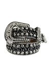 Sangle Large Boucle Vintage Strass Ceinture Pour Femme Femme Vintage Diamant Ceintures Black 44 inch