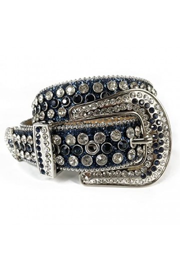 Sangle Large Boucle Vintage Strass Ceinture Pour Femme Femme Vintage Diamant Ceintures Dark Blue 44 inch