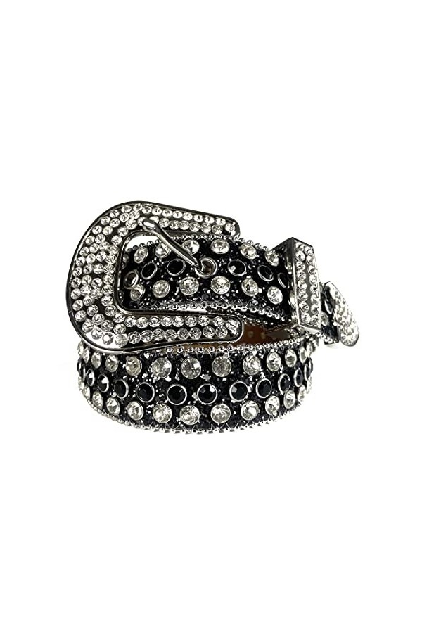 Sangle Large Boucle Vintage Strass Ceinture Pour Femme Femme Vintage Diamant Ceintures Black 48 inch