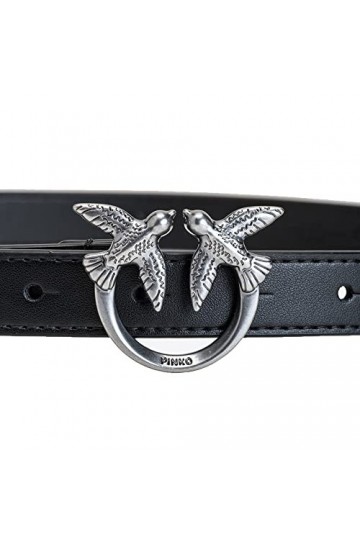 Pinko Love Berry Simply H2 Belt Vis Ceinture, Z99o_Noir-Old Silver, M Femme