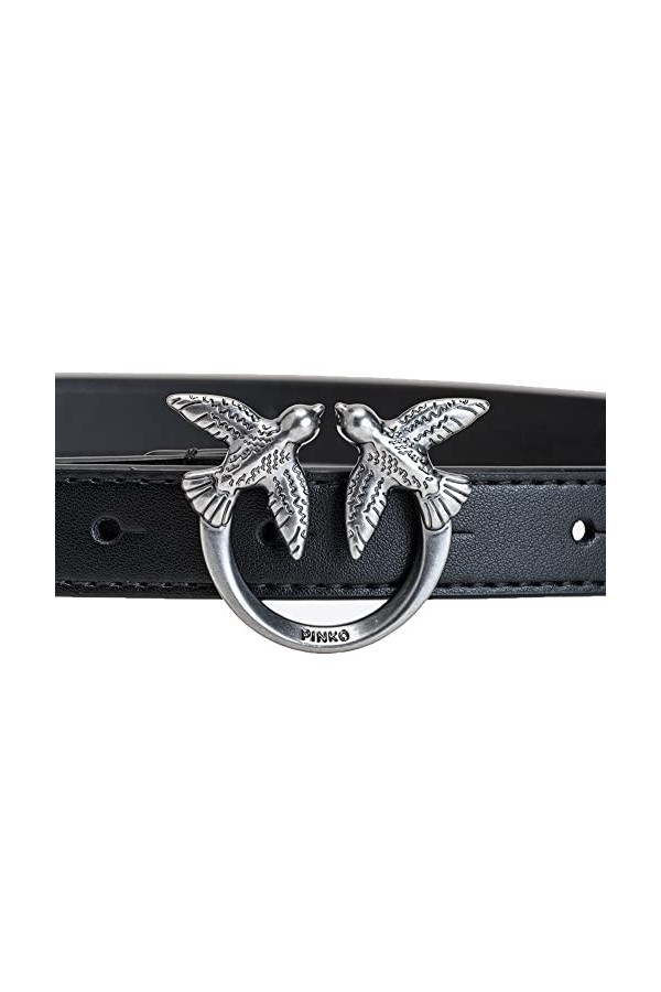 Pinko Love Berry Simply H2 Belt Vis Ceinture, Z99o_Noir-Old Silver, M Femme