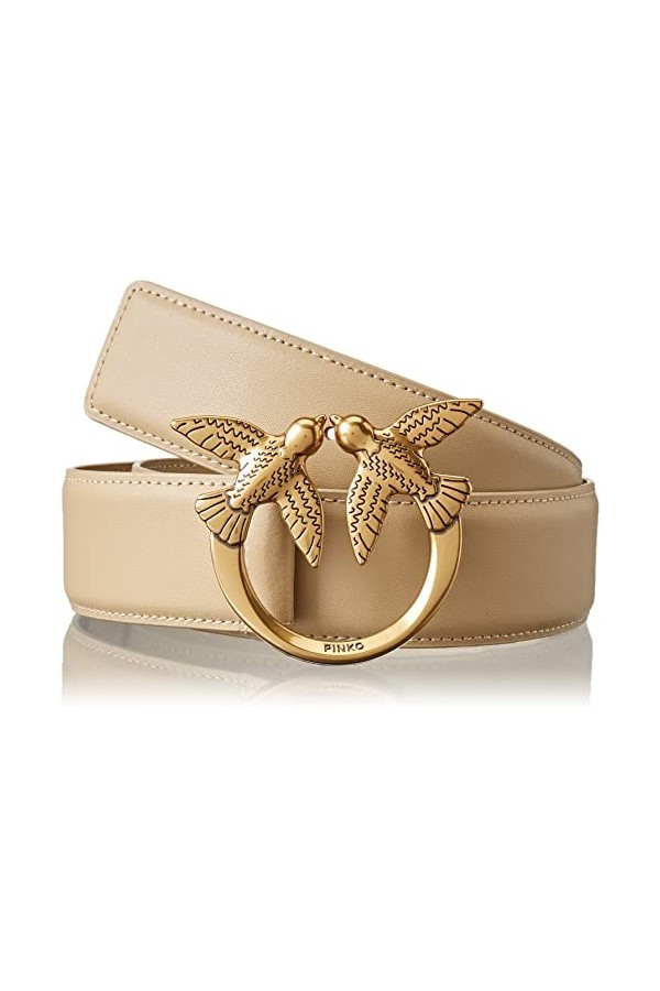 Pinko Love Berry Simply Belt H4 VIT. Ceinture, C03o_Beige G. Maroso-Old Silver, XS Femme
