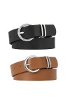 VONMELLI Lot de 2 ceintures en cuir pour femme avec boucle dorée, H-black+light coffee, M: Fit Waist Size 31-36 Inches