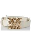 Pinko Love Aster 1 Simply H3 Belt VI Ceinture, Z14q_Blanc + Banc doré Antique, S Femme