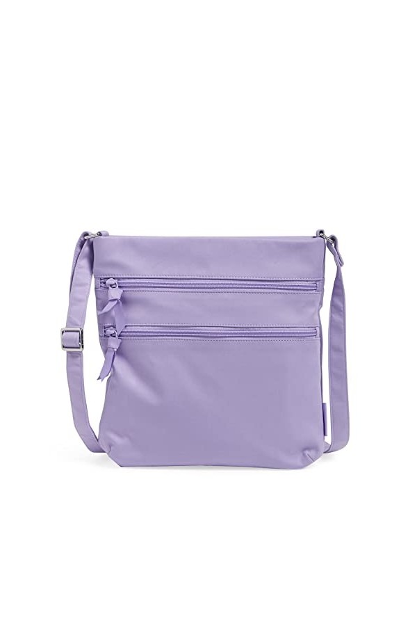 Vera Bradley Sac à Main Hipster à Triple Fermeture éclair bandoulière Femme, Pétale de Lavande-Coton recyclé, Taille Unique