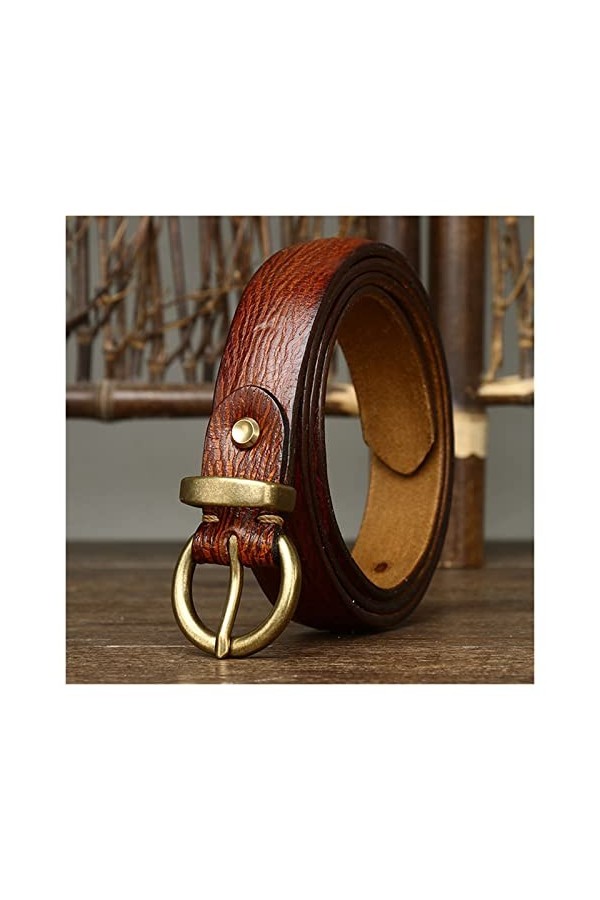 EKLART Ceinture en cuir véritable femme boucle ardillon en cuivre femmes ceintures en peau de vache mode Simple taille Jeans 