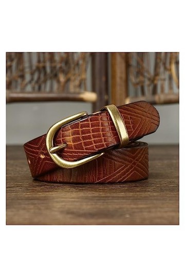 EKLART Ceinture en cuir véritable for femmes peau de vache mode qualité boucle en cuivre femmes ceinture for jean Size : 42i
