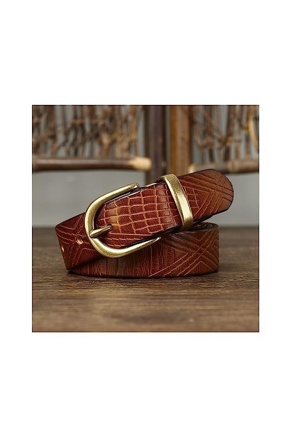 EKLART Ceinture en cuir véritable for femmes peau de vache mode qualité boucle en cuivre femmes ceinture for jean Size : 42i
