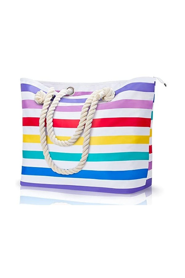 KALIDI Sac de plage extra large pour femme avec fermeture éclair étanche Sacs fourre-tout de plage avec poches Grand sac de s