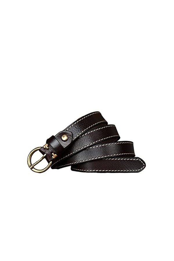 EKLART Ceinture en cuir véritable for femmes de 2,4 cm de largeur Size : 44in/110cm, Color : Coffee 