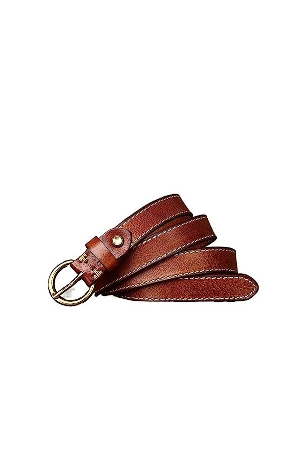 EKLART Ceinture en cuir véritable for femmes de 2,4 cm de largeur Size : 44in/110cm, Color : Coffee 