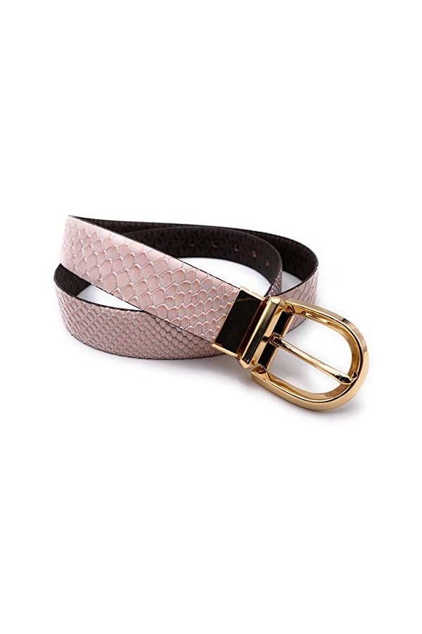 Michael Kors Ceinture I Femme I Cuir Véritable I Marron/Rosé I Aspect écailles I Taille L I 110 cm de long avec boucle I 3 cm