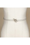 ZYXLB Été Doux Perle Mince chaîne de Taille Femmes élastique Strass Papillon Boucle Ceinture