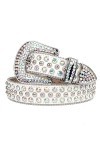 Ceinture à strass pour femme - Ceinture cloutée - Boucle en diamant - Sangle en cuir - Cristal