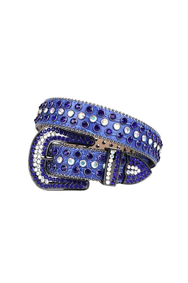 Ceintures à strass pour femme - Sangle en diamant - Cowgirl - Avec broche en cristal - Large boucle cloutée - Pour homme